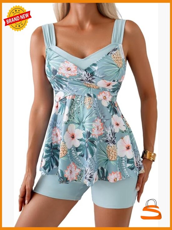 Other - Tankini Swimsuits Tummy Control Two Piece Modest Bathing Suit with Boyshorts